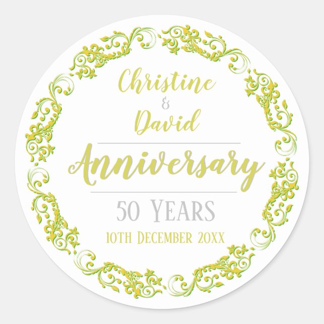 Adesivo 50 Anos - Bodas de Ouro (Frente)