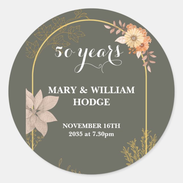 Adesivo "50 anos de sempre: um aniversário para lembrar" (Frente)