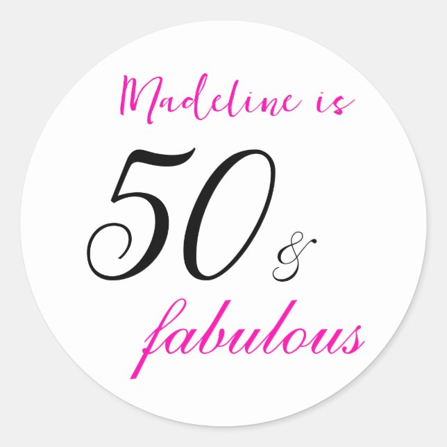 Adesivo 50 anos e Fabulosa Tipografia Rosa 50 anos (Frente)
