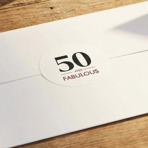 Adesivo 50 Anos e Fabuloso Dito de Aniversário de Vinho de
