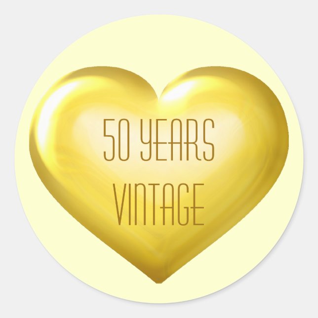 Adesivo 50 do vintage do ouro do coração anos de (Frente)