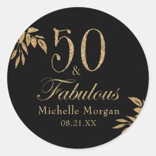 Adesivo 50 e Dourada Festa de aniversário brilhante preta