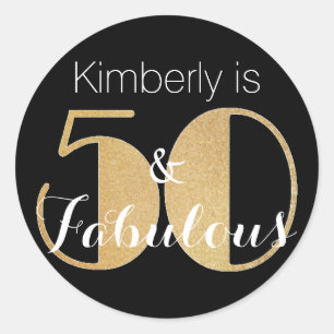 Adesivo 50 e Dourada Festa de aniversário personalizada fa