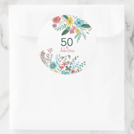 Adesivo 50 e fabulosa cor de água floral elegante e verde