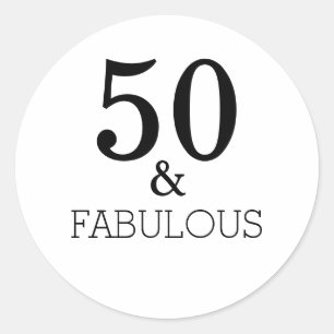 Adesivo 50 E Fabulosa Elegante Branco Preto E Festa de ani