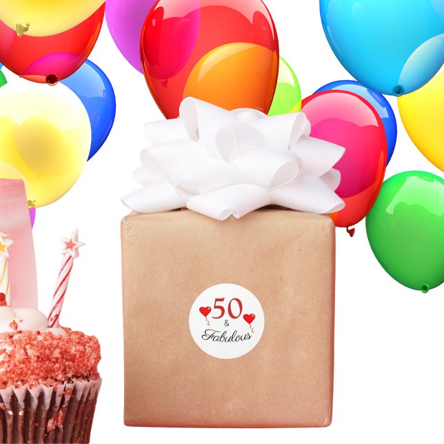 Adesivo 50 e Fabulosa Tipografia Vermelha 50. Aniversário (Criador carregado)
