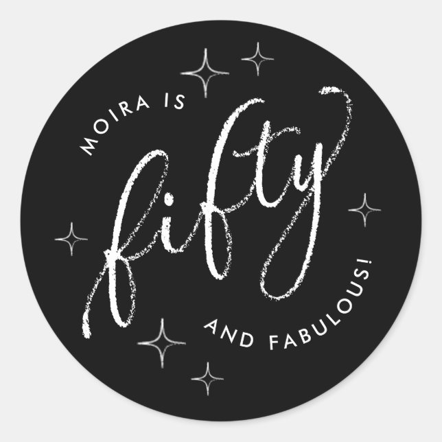 Adesivo 50 e Fabuloso 50º aniversário de preto moderno (Frente)