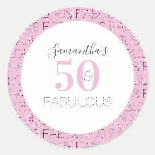 Adesivo 50 e fabuloso 50º aniversário rosa moderno