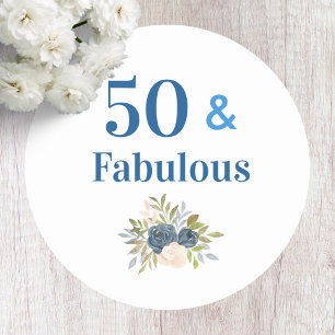 Adesivo 50 e Fabuloso Aniversário Azul