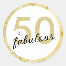 Adesivo 50 E Fabuloso aniversário branco Dourado