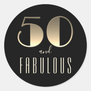 Adesivo 50 e Fabuloso Aniversário Preto e Dourado