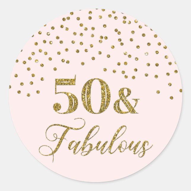 Adesivo 50 e Fabuloso Bebê, Blush, Dourado Confetti (Frente)