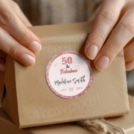 Adesivo 50 e Fabuloso brilho cor-de-rosa com Rosa sobressa