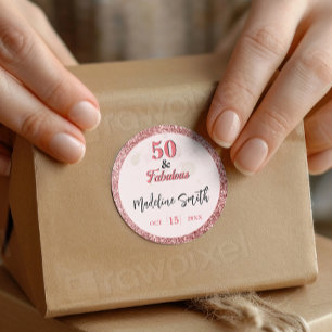 Adesivo 50 e Fabuloso brilho cor-de-rosa com Rosa sobressa