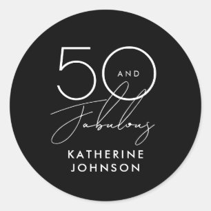 Adesivo 50 e Fabuloso Elegante Aniversário de 50 anos Clás