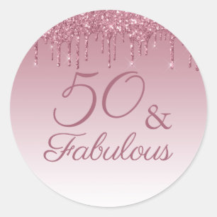 Adesivo 50 e Fabuloso Rosa de Coleta Rosa Dourada