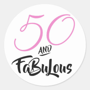 Adesivo 50 e Fabuloso Rosa Festa de Aniversário Personaliz