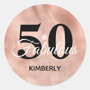 Adesivo 50 e Fabuloso Rosa Personalizado Aniversário Pers