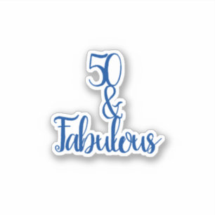 Adesivo 50 E Feliz 50º aniversário Azul e Branco