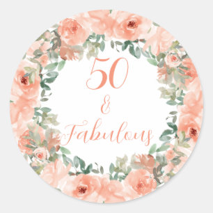 Adesivo 50 Fabuloso aniversário floral de aquarela