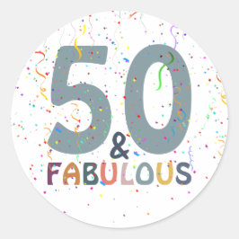 Adesivo 50 & Fabuloso Confete Azul Tipografia Tendência