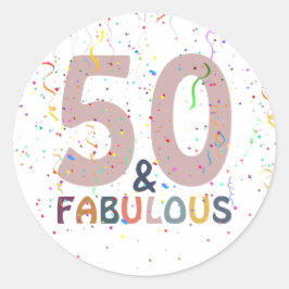Adesivo 50 & Fabuloso Confete Rosa Tipografia Tendência