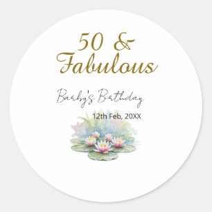 Adesivo 50 & fabuloso lótus dourado lírio aquarela 