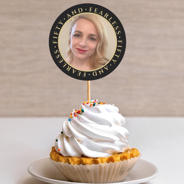 Adesivo 50 Foto Personalizada Dourada Elegante sem rosto A (Criador carregado)