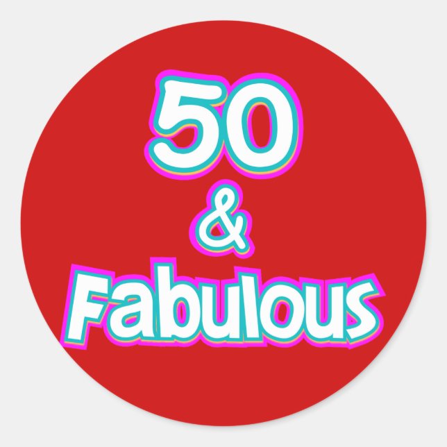Adesivo 50 presentes de aniversário fabulosos (Frente)