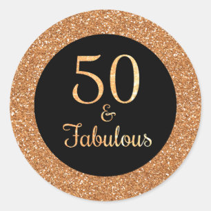 Adesivo 50 & preto Dourado Sparkly do brilho do