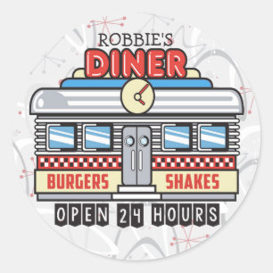 Adesivo 50 Retroativo Anos 50 de Sinal de Diner de Núcleo