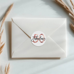 Adesivo 50th aniversário Dourado cor-de-rosa elegante