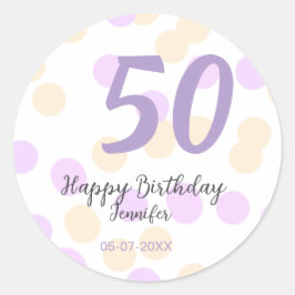Adesivo 50th birthday add name date purple orange polkadot