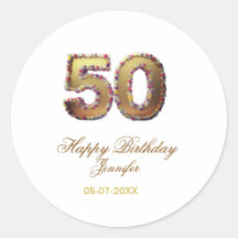 50th birthday add name date year gold floral bold 