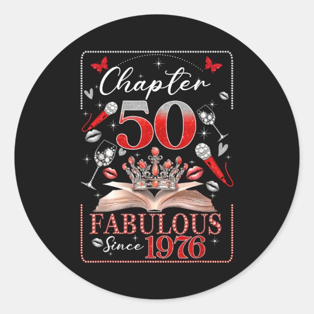 Adesivo 50th Birthday Queen Chapter 50 Fabulous Since 1976 (Frente)