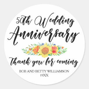 Adesivo 50th Obrigado do aniversário você para o selo de