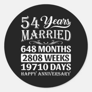 Adesivo 54 Anos De Casamento Feliz 54º Aniversário De Casa