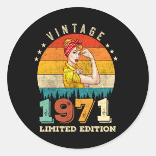 Adesivo 54 anos Idade, Dia 1971 Vintage 54º Aniversário Mu