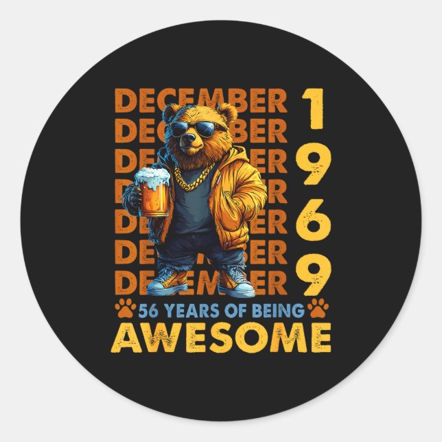 Adesivo 56th Birthday Bear Legends December 1969 56 Years  (Frente)
