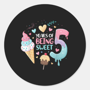 Adesivo 5 Anos De Sorvete De Aniversário De 5