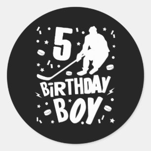 Adesivo 5 Birthday Boy Ice Hockey Kids 5 Anos Festa