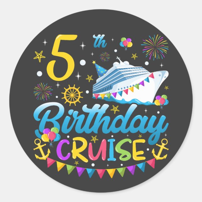 Adesivo 5 Birthday Cruise B-Day Party (Frente)