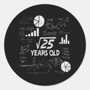 Adesivo 5 Birthday Square Root Math 5 Anos