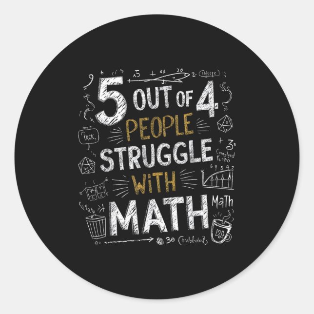 Adesivo 5 em cada 4 pessoas lutam com matemática piada eng (Frente)