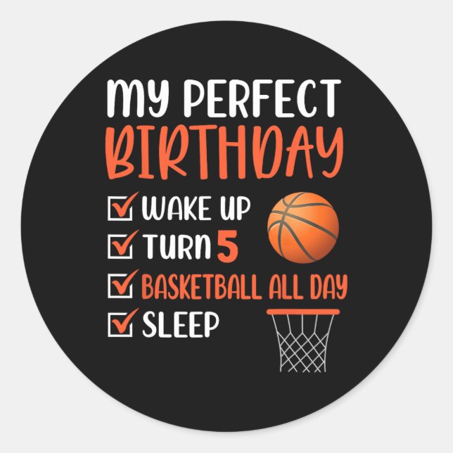Adesivo 5 Festa de aniversário de basquetebol de 5 anos (Frente)