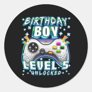 Adesivo 5 Jogo de Vídeo Desbloqueado 5 Birthday Gamer Boys