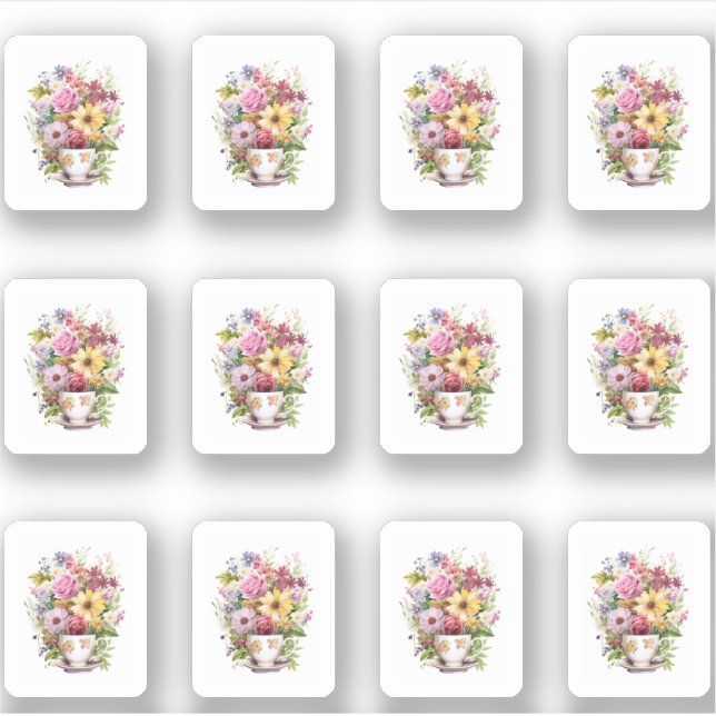 Adesivo 5 Xícara de Flores (Frente)