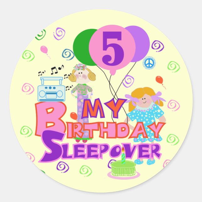 Adesivo 5o Camiseta e presentes do Sleepover do (Frente)