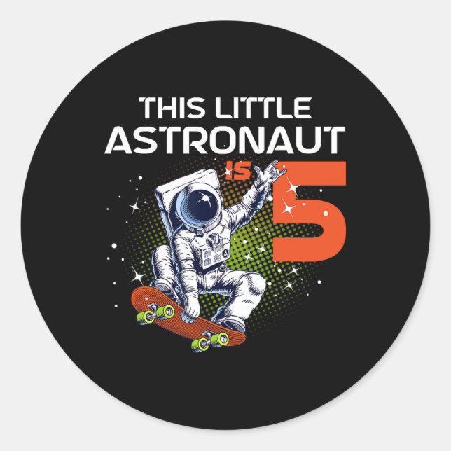 Adesivo 5th Birthday Astronaut Skateboarding 5 Year Old Sp (Frente)