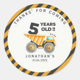 Adesivo 5th birthday boy construction truck